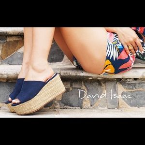 New in box! Navy suede platforms